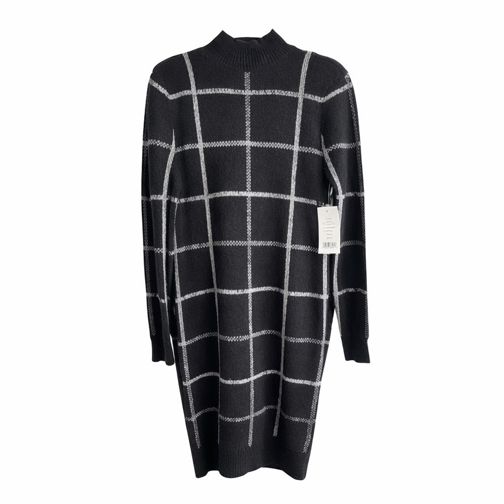 NWT Sweet Halo Windowpane Plaid Sweater Dress Medium Clean Girl MSRP $88